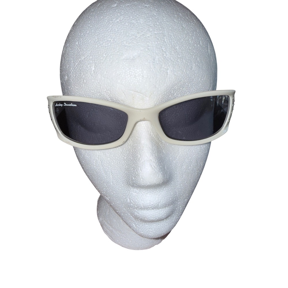 Vintage 2004 Harley Davidson HDS 443 White Rhinestone Sunglasses Y2K Biker